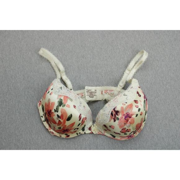 Ambrielle Bra 34C Push Up Padded Underwire Strap Floral Satin Lace - Picture 5 of 10